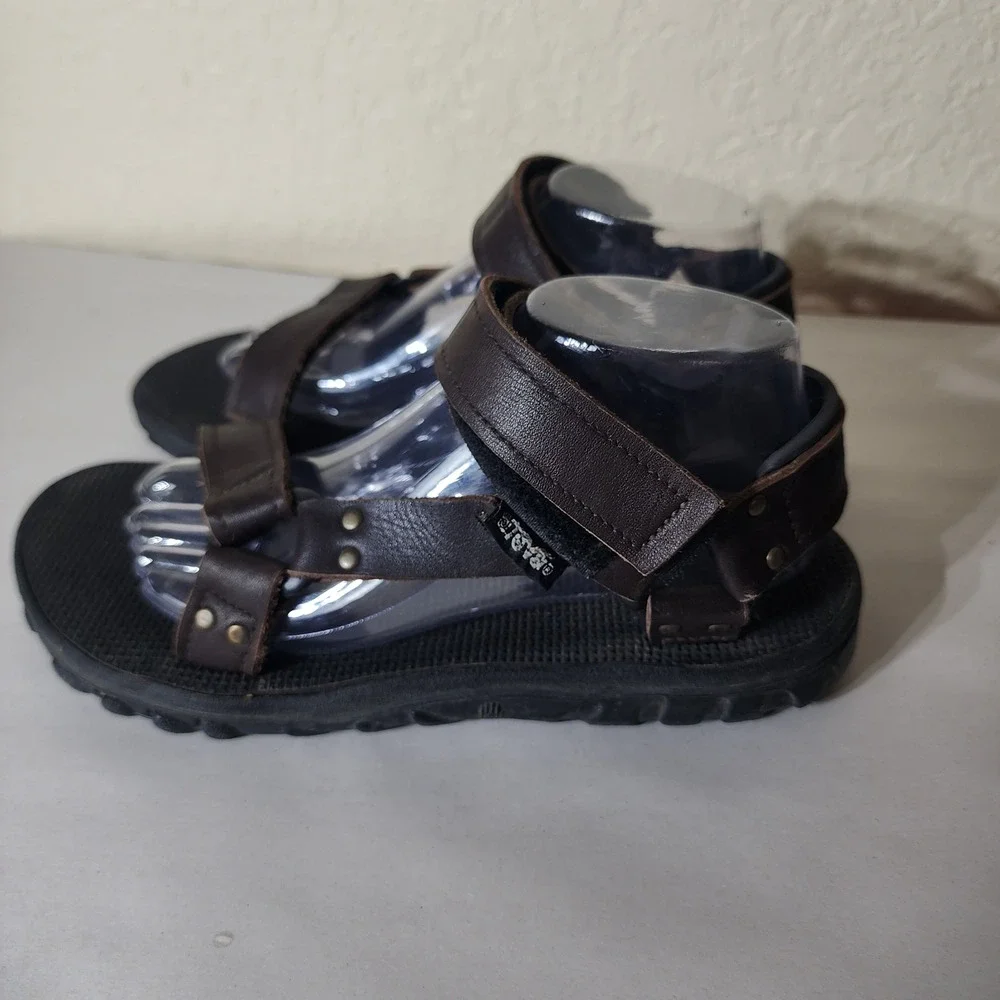 Teva Mens Leather Strap Sandals Brown Adjustable Utility Sport Sandals Size 10W